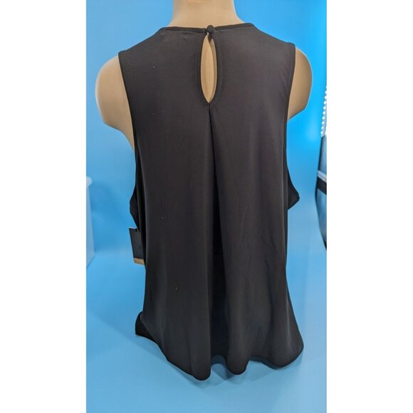 HALOGEN New Plus size Shell tank with button back BLACK 3X‎ - Picture 4 of 6
